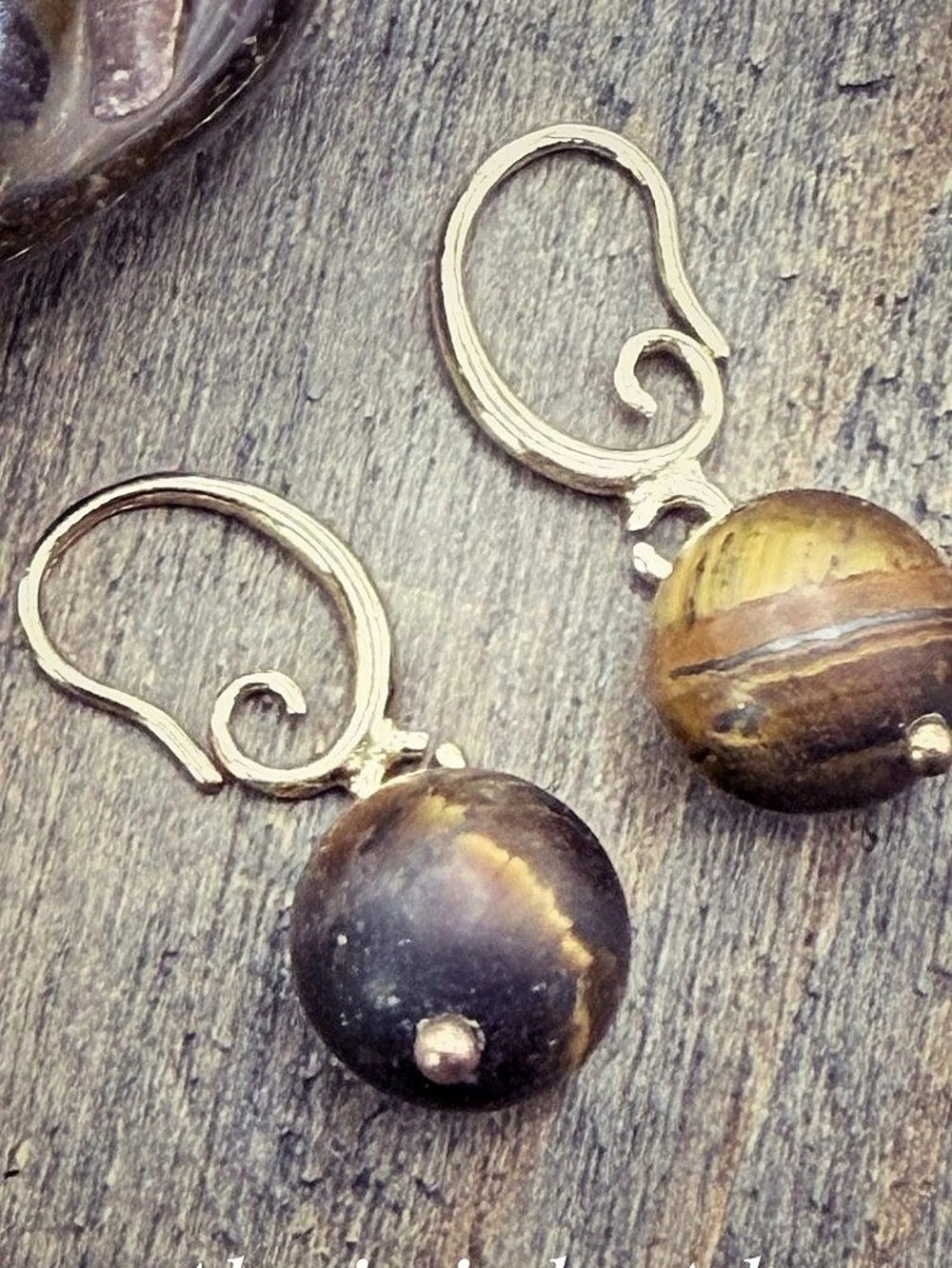 Alquimia by Ady Wood Bead Dangle Earrings in Brown & Gold